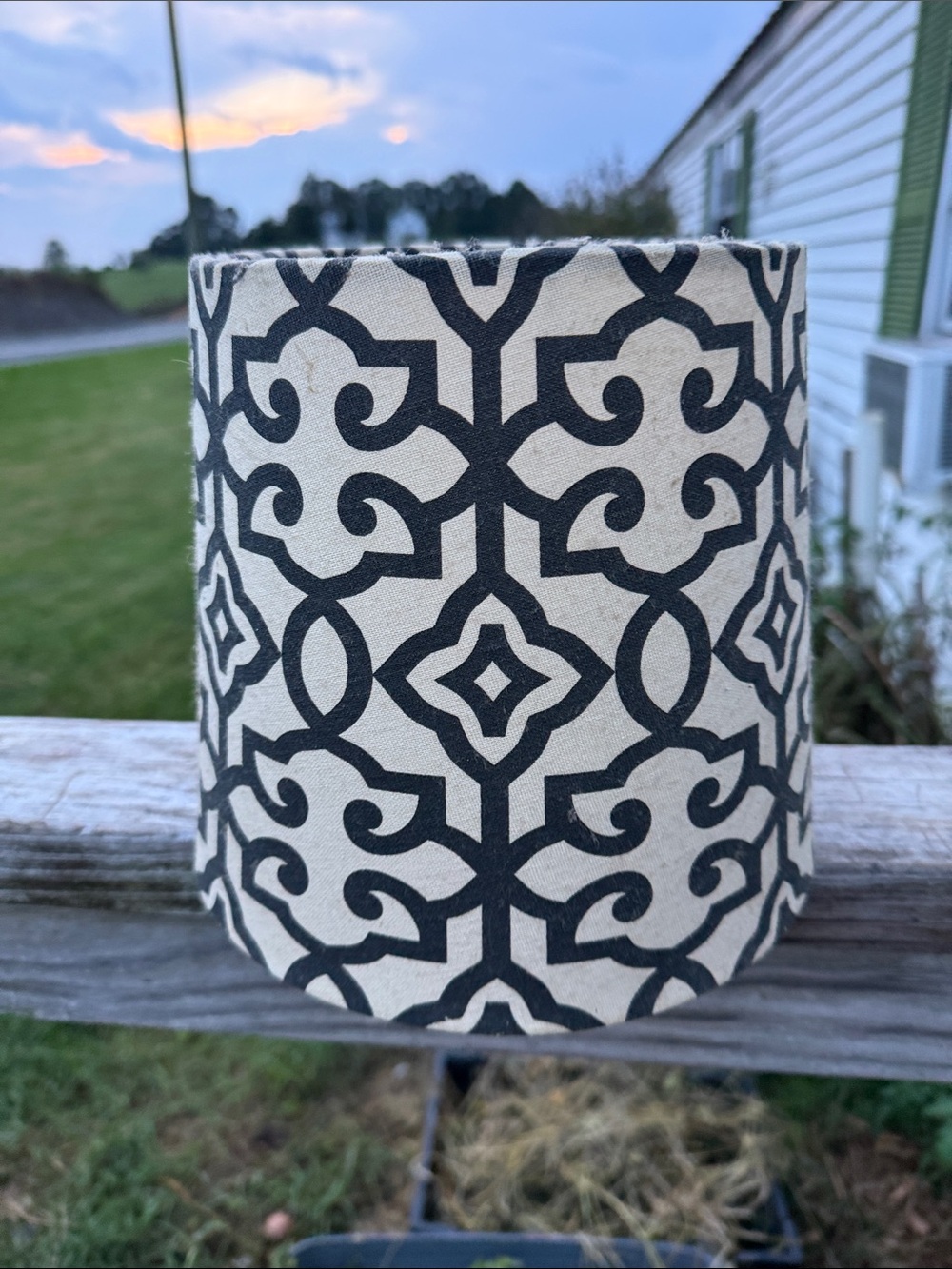Geometric Black and Cream Drum Lampshade boHo whimsical